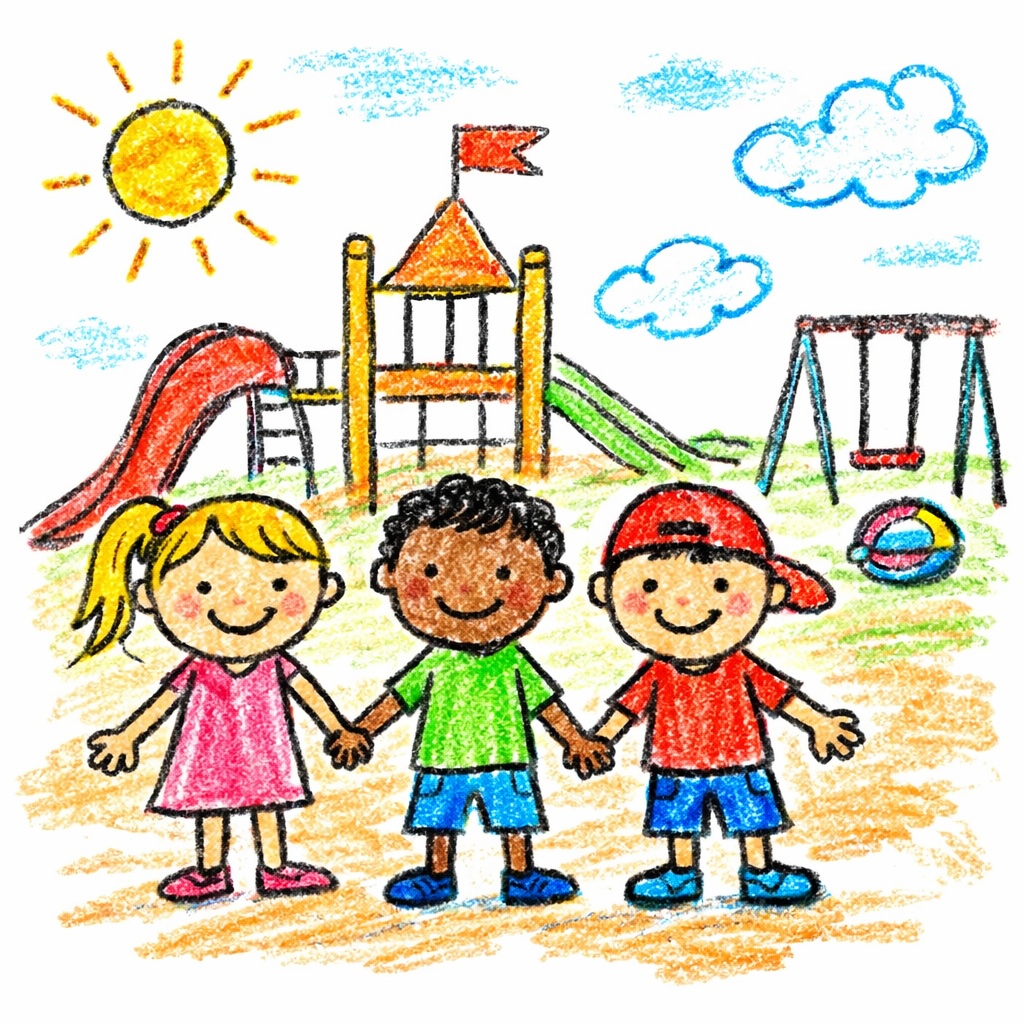 Kinder spielen gemeinsam auf einem Spielplatz